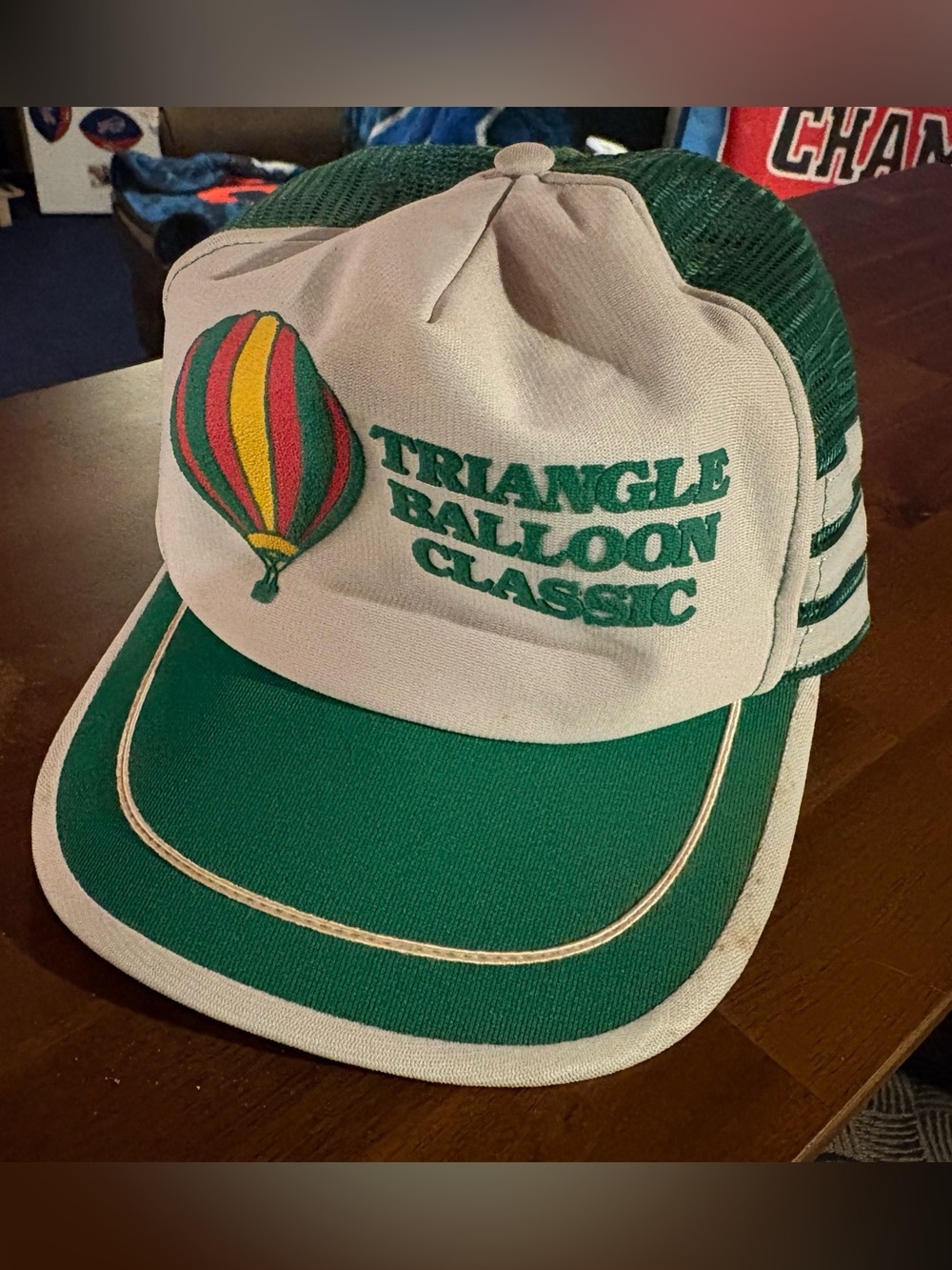 Vintage 3 Stripe Triangle Balloon Classic Mesh Trucker Snap Back Hat Cap Hot Air